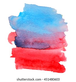 Abstract watercolor smear blue red color. Design background for banner and flyers