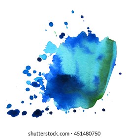 Abstract watercolor smear with drop blue color. Design background for banner and flyers