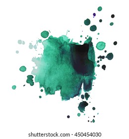 Abstract watercolor smear with drop green color. Design background for banner and flyers