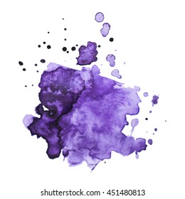Abstract watercolor smear with drop violet color. Design background for banner and flyers