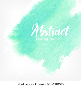 Abstract watercolor smear, turquoise color. Creative realistic background with place for text.