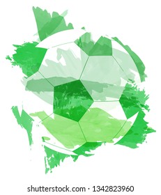 Abstract watercolor soccer ball on white background - vector illustration