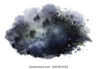 Abstract watercolor splash, dark hues, artistic background, textured design, creative illustration, moody atmosphere.