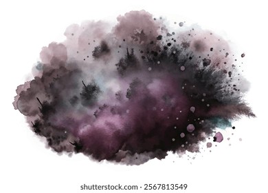 Abstract watercolor splash, dark hues, artistic background, creative design element, textured patterns, modern art style.