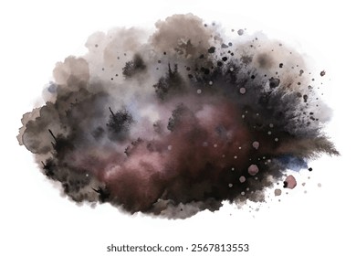 Abstract watercolor splash, dark tones, artistic background, textured design, creative illustration, versatile use.