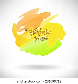abstract watercolor splash design element, handmade vector illustration