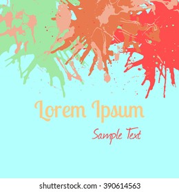 Abstract watercolor splash. Watercolor drop.Save date card template. Vector illustration