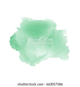 Abstract Watercolor Splash. Green Watercolor Drop On White Background.