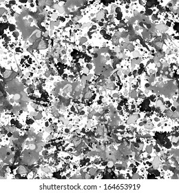 Abstract watercolor splashes hand drawn painted vector seamless pattern design