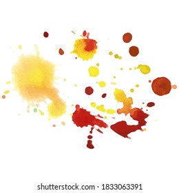 Abstract watercolor with splashes and spatters. With space for copy text. For banner, poster, packaging design. Hand drawn vector illustration.