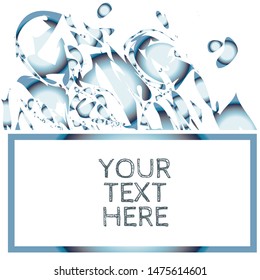 Abstract watercolor splatter curls in blue water