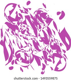 Abstract watercolor splatter curls in bright purple