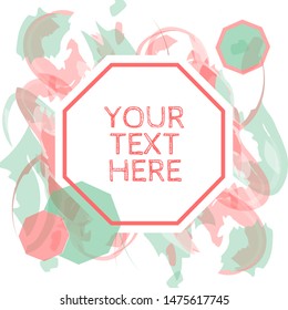 Abstract watercolor splatter curls in coral & green