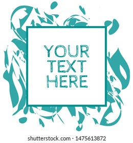 Abstract watercolor splatter curls in turquoise & white