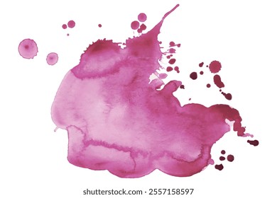 Textura De Espiral De Aquarela Abstrata. Cor de água rosa Splatter no fundo branco. Aquarelle splash com manchas manchas