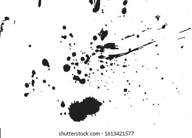 Abstract watercolor splatter texture. Vector black ink blots in grunge style.