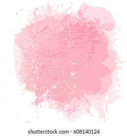 Abstract watercolor spot background. Vector splash texture background isolated on white. Trendy pink colors. Handcrafted texture