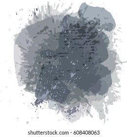 Abstract watercolor spot background. Vector splash texture background isolated on white. Trendy grey colors. Handcrafted texture