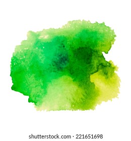 Abstract Watercolor Stain Background. Green watercolour banner. Vector Hand-drawn Illustration.