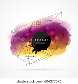 abstract watercolor stain background with network lines