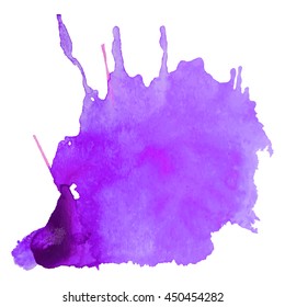 Abstract watercolor stain with drop gentle violet color. Design background for banner and flyers