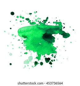 Abstract watercolor stain  with drop green color. Design background for banner and flyers