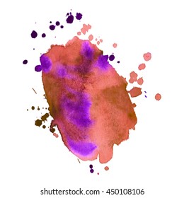 Abstract watercolor stain with drop orange pink color. Design background for banner and flyers