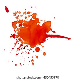 Abstract watercolor stain with drop red orange color. Design background for banner and flyers