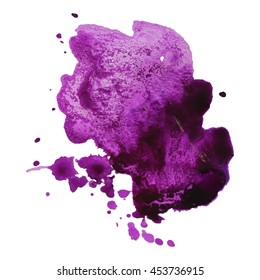 Abstract watercolor stain  with drop violet color. Design background for banner and flyers