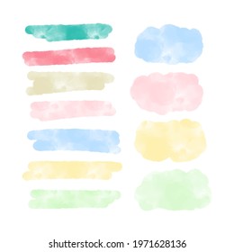 Abstract watercolor stain set. Colored spots of paint, gouache isolated on the background. Vector illustration