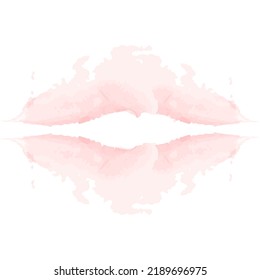 Mancha acuarela abstracta en forma de labios de un color rosa suave y moderno. Resumen. Aislar