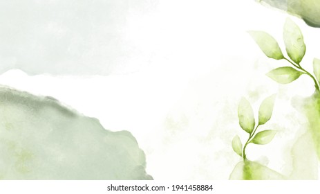 abstract watercolor stains background vector with leave green natural ink textured