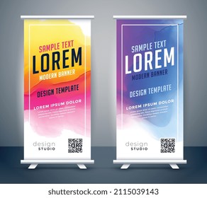 abstract watercolor standee roll up banner design