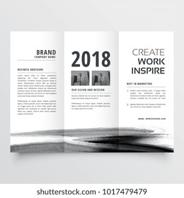 abstract watercolor stroke trifold brochure design