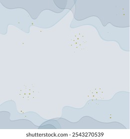 Abstract Watercolor Style Blue Grey Pastel Waves Golden Dots Vector Wallpaper Background Design