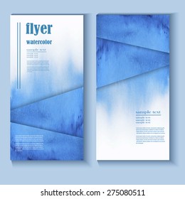 Abstract Watercolor Style Brochure Design In Blue