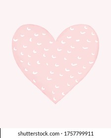 Abstract Watercolor Style Vector Valentine's Day Card. Pink Spotted Heart Isolated on a Light Pink Background. Simple Creative Love Symbol Design. No Text