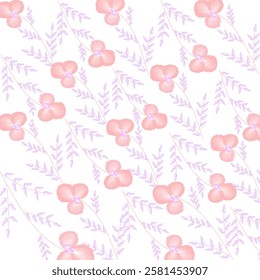Abstract watercolor summer red flower with purple leaves design on white background
