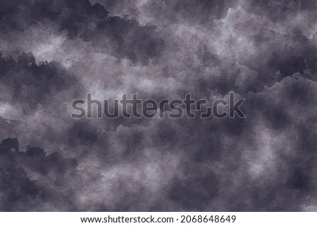 Abstract watercolor texture background of hand painted watercolor black sky and clouds, vector illustration.
