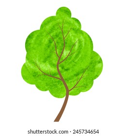 abstract watercolor tree, design element.