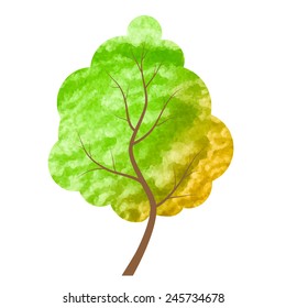 abstract watercolor tree, design element.