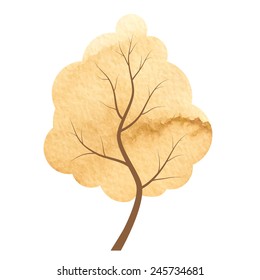 abstract watercolor tree, design element.