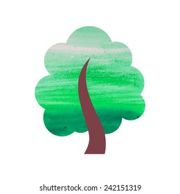 Abstract Watercolor Tree Vector Illustration
