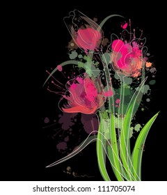 Abstract watercolor tulips