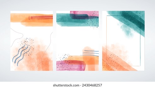 Abstract watercolor universal artistic background Cover templates. Good for cover, invitation, banner, placard, brochure, poster, card, flyers. Vector 2024 Peach Fuzz colors.