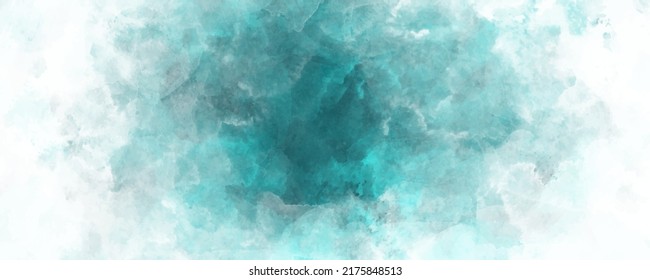 Abstract watercolor vector art background for cards, flyer, poster, banner and cover design. Hand drawn artistic illustration for design. Watercolour texture. Green and white template.
