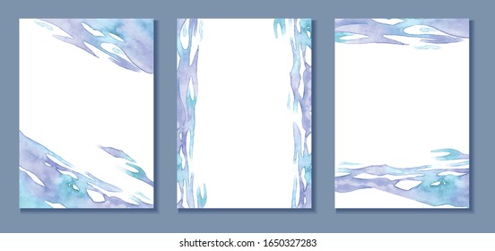 Abstract watercolor vector background. Blue, purple wave color. Perfect for elegent simple card template, wedding and party card, greeting card.