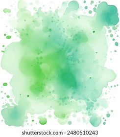 Abstract watercolor vector background in blue and green. A wash of blue and green watercolor hues on a crisp white background. The colors are vibrant and blend seamlessly, creating a smooth texture