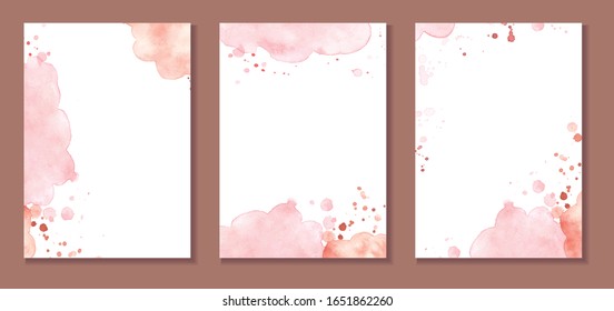 Abstract watercolor vector background frame template. Red, orange color.