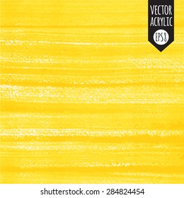 Abstract watercolor vector background. Yellow acrylic fill with brush streaks or stripes.